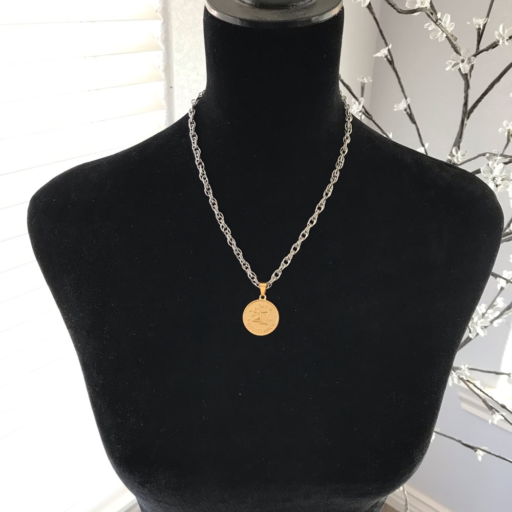 ๐ Sagittarius Gold Coin Pendant Necklace Stainless Steel - Picture 3 of 4